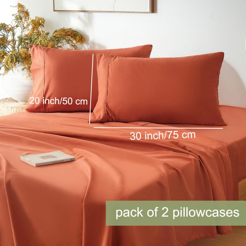 Mohap Bed Sheet Set 4 Pieces Double Brushed Microfiber 1800 - Breathable Cooling Luxury Soft Bedding - Full Persimmon - Image 4